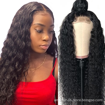 Full Transparent HD Swiss Lace Closure Frontal Wig For Black Women Pre Plucked Raw Indian Human Virgin Curly Hair Water Wave Wig